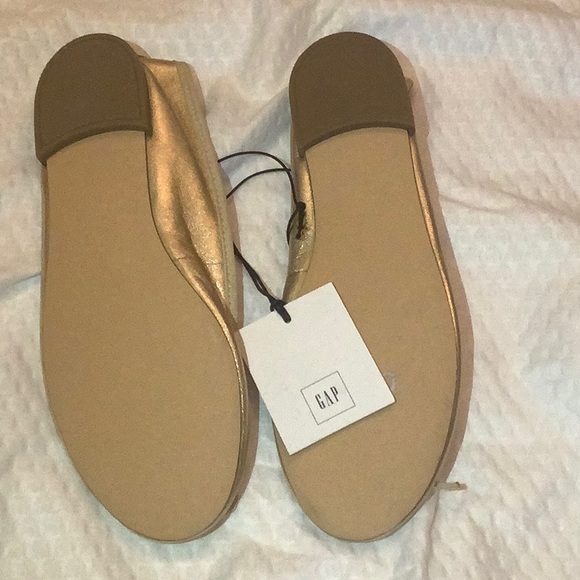 GAP Gold Metallic Leather Ballet Flats NWT - Picture 6 of 7